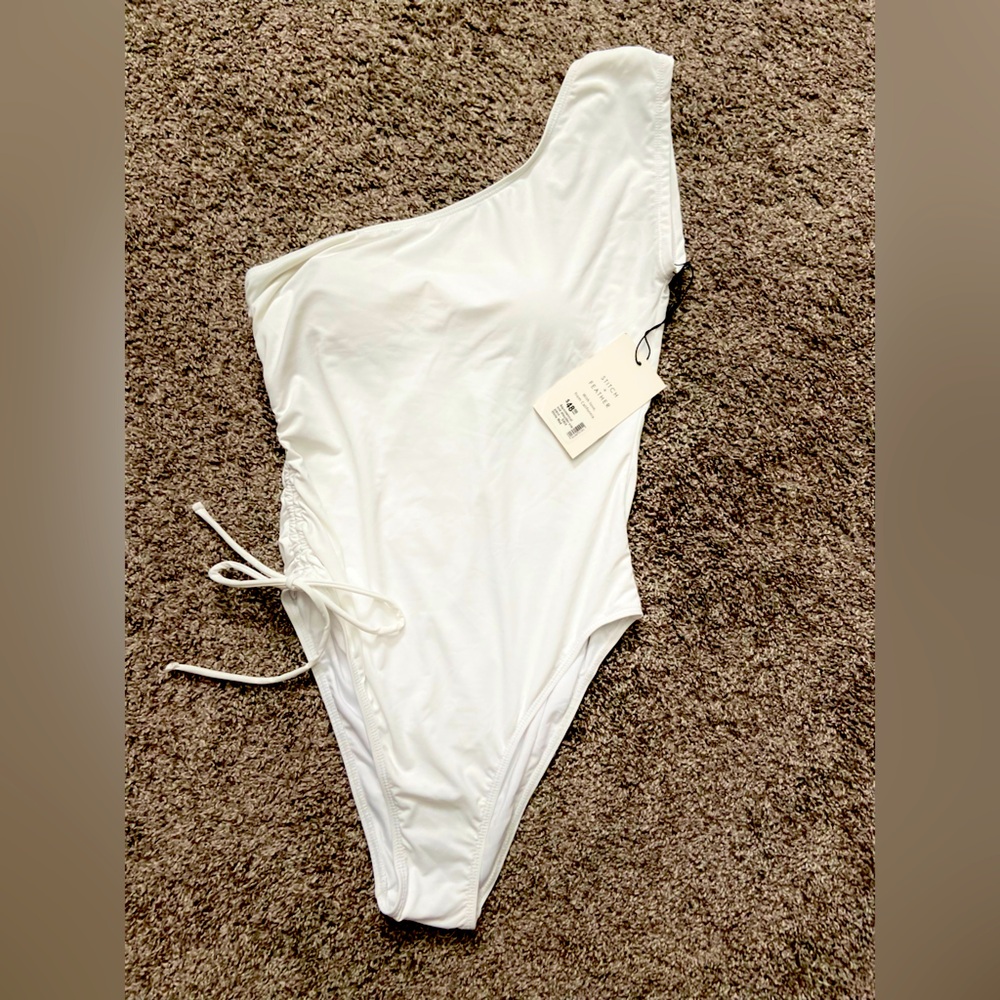 Stitch and Feather- Asymmetrical one piece bathing suit